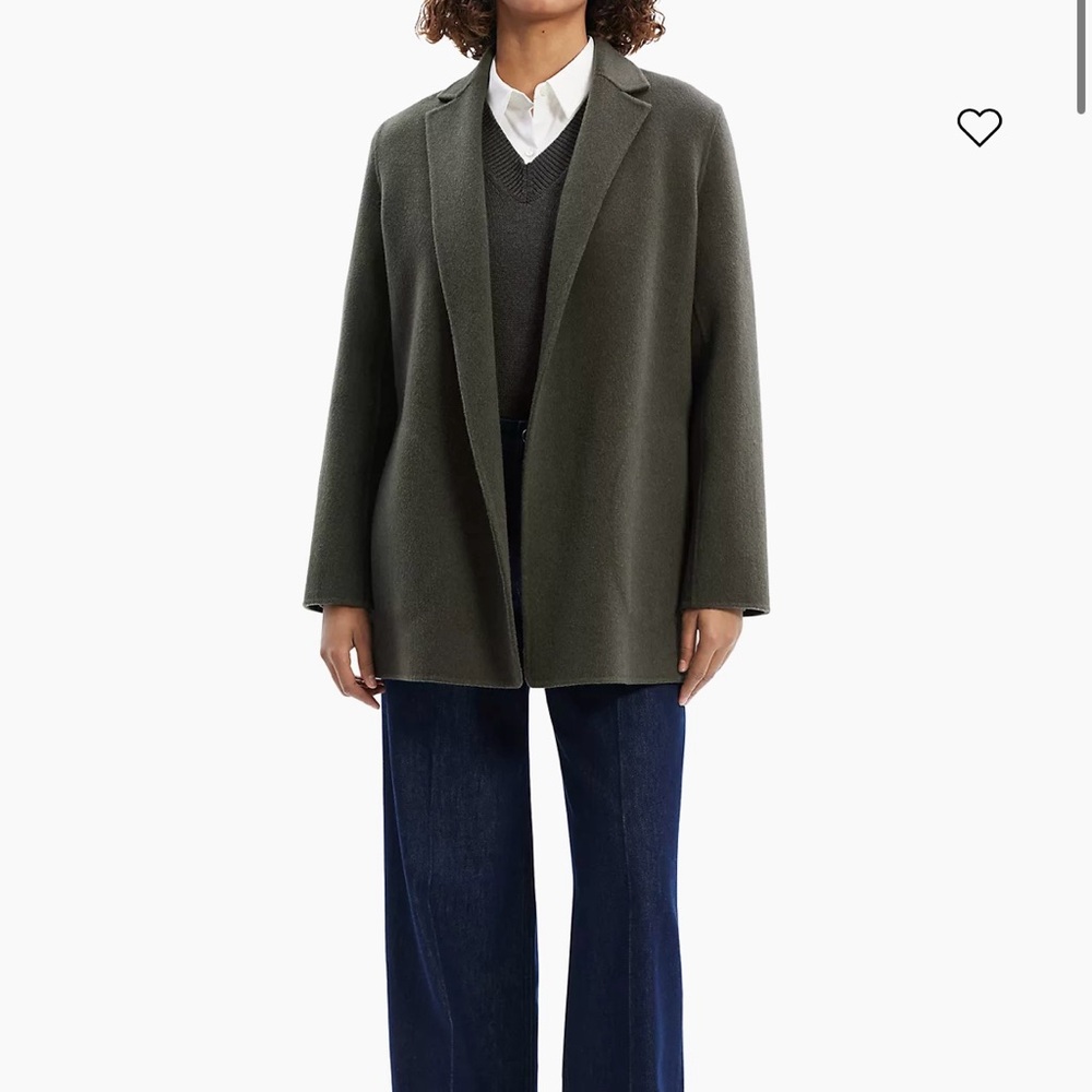 Theory Wool-Cashmere Open-Front jacket: Hunter green Medium
